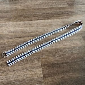 Casual White and Blue D-Ring Summer Ribbon Belt